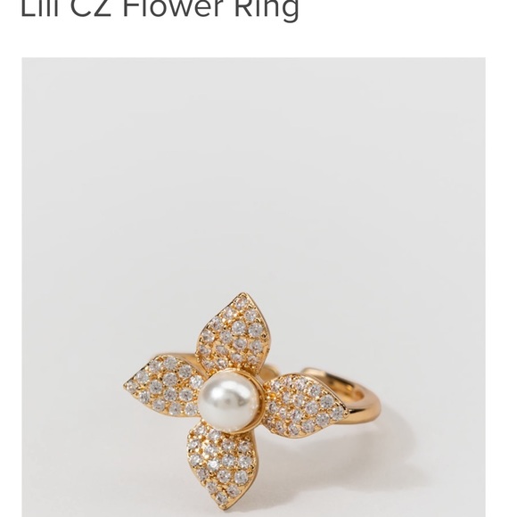 NWT Francesca’s Lily CZ Adjustable Flower Ring - Picture 2 of 4